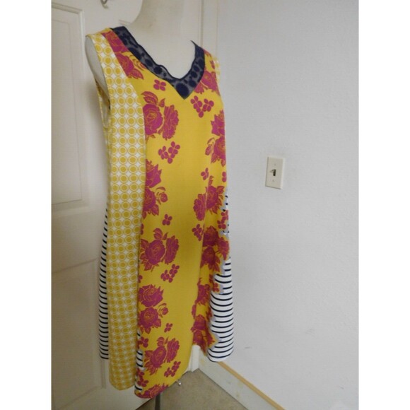 Darling Wmn's MATILDA JANE "Golden Key" A-Line Floral/Geo/Striped Shift Dress M - Picture 5 of 12